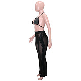 Bikini Cover Up Mesh Ruffle Pants 3 Piece Swimsuit SH-390349