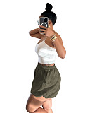 Women's Solid Color Shaggy Bubble Y2K Elastic Waist Shorts XRB-10105