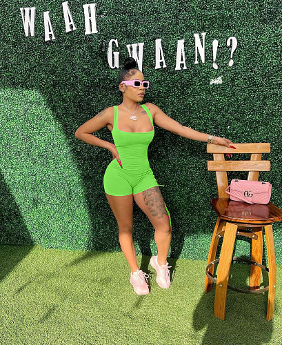 Solid Color Backless Bandage Bodycon Rompers MDF-5377