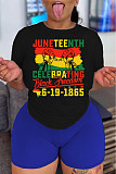 Plus Size Tee Shirts Biker Shorts Two Piece Set DN-8008J26
