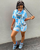 Tie Dye Short Sleeve T Shirt Biker Shorts Tracksuit YNS-1635