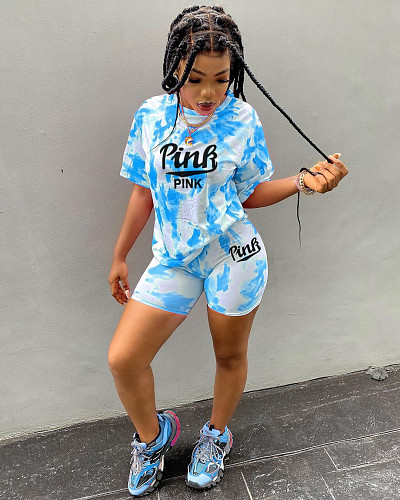 Tie Dye Short Sleeve T Shirt Biker Shorts Tracksuit YNS-1635