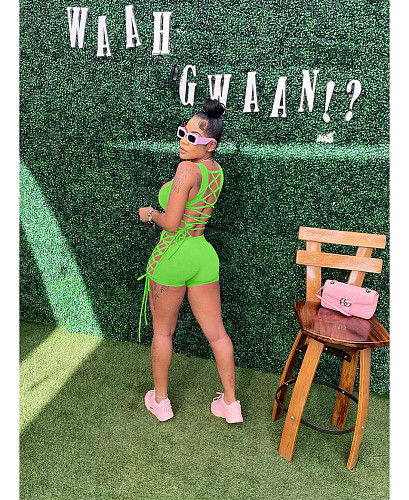 Solid Color Backless Bandage Bodycon Rompers MDF-5377
