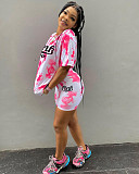 Tie Dye Short Sleeve T Shirt Biker Shorts Tracksuit YNS-1635
