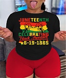 Plus Size Tee Shirts Biker Shorts Two Piece Set DN-8008J26