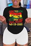 Plus Size Tee Shirts Biker Shorts Two Piece Set DN-8008J26