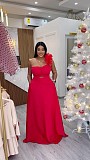 Red Sexy Strapless Single Shoulder Hem Maxi Dresses NY-10679