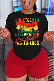Plus Size Tee Shirts Biker Shorts Two Piece Set DN-8008J26