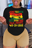 Plus Size Tee Shirts Biker Shorts Two Piece Set DN-8008J26