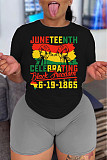 Plus Size Tee Shirts Biker Shorts Two Piece Set DN-8008J26