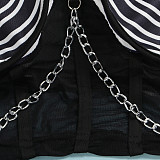 Mesh Patchwork Print Chain Decor 2 Piece Shorts Set NY-2730