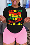 Plus Size Tee Shirts Biker Shorts Two Piece Set DN-8008J26
