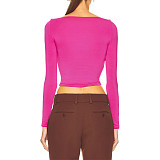 XS Off Shoulder Cut Out Knotted T Shirt Crop Tops ASL-6683