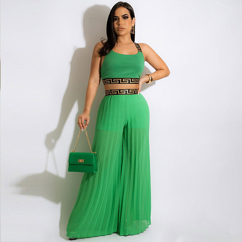 Crop Tops and Loose Wide Leg Pants 2Pcs Sets NY-2521