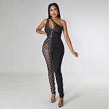Hot Drilling One Shoulder Skinny Nightclub Jumpsuits NY-2518