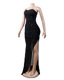 Hot Drill Mesh See Through Strapless Party Dresses NY-2447