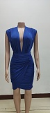Deep V Neck Bodysuit Mini Skirt Two Piece Set NY-7273