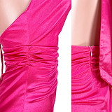 Halter Backless Ruched Ruffle Hem Party Dress ASL-6565