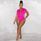 Deep V Neck Bodysuit Mini Skirt Two Piece Set NY-7273