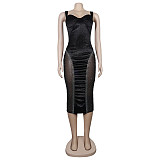 Mesh Hot Drilling Sleeveless Bodycon Sling Dress NY-2530