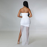 Hot Drill Mesh See Through Strapless Party Dresses NY-2447