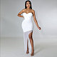 Hot Drill Mesh See Through Strapless Party Dresses NY-2447