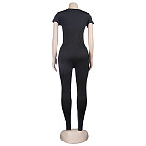 Black Short Sleeve Hollow Out Club Jumpsuits NY-2517