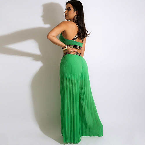 Crop Tops and Loose Wide Leg Pants 2Pcs Sets NY-2521