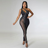 Hot Drilling One Shoulder Skinny Nightclub Jumpsuits NY-2518