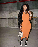 Casual Sleeveless Solid Color Mid Waist Bodycon Sheath Basic Vest Long Dress NIYA-8062