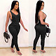 Hot Style Solid Color Open-Back V-Neck Pleated Jumpsuit NY-2001
