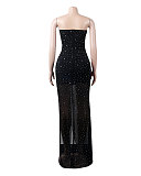 Hot Drill Mesh See Through Strapless Party Dresses NY-2447