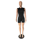 Sleeveless Hot Bricks Zipper V-neck Short Jumpsuits NK-8357