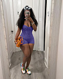 Girls Sexy Strapless Straps Solid Color Bodycon Rompsuit TK-6321