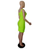 Summer Solid Sleeveless Casual Suspender Dress NK-8399