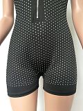 Sleeveless Hot Bricks Zipper V-neck Short Jumpsuits NK-8357