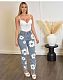 Casual Women Denim High-waisted Light Blue Wash Pant Jeans CY-0056