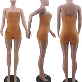 Girls Sexy Strapless Straps Solid Color Bodycon Rompsuit TK-6321