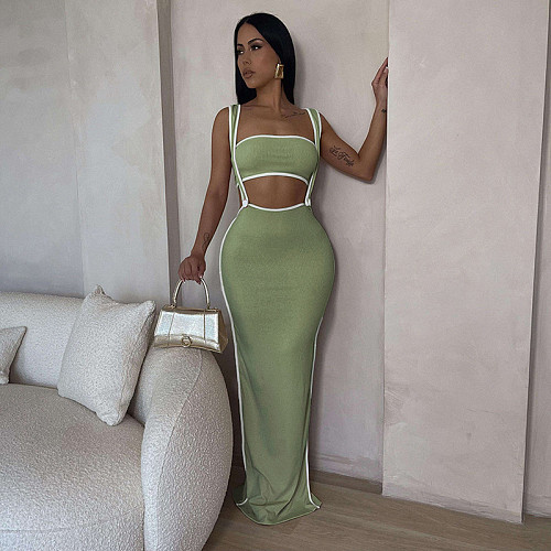 Sexy Straps Strapless Hollow-out Slim Split Long Dresses DLS-K24S47103
