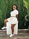 Women Solid Colir Lapel Buttons Short Pleated Skirt 2 Pieces Sets CH-24028