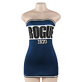 Sexy Strapless Letter Printed Women Package Hips Mini Dress RS-A502DS