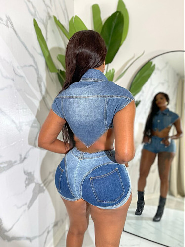Women's Biker Shorts Sets Irregular Cropped Tops YUN-51080