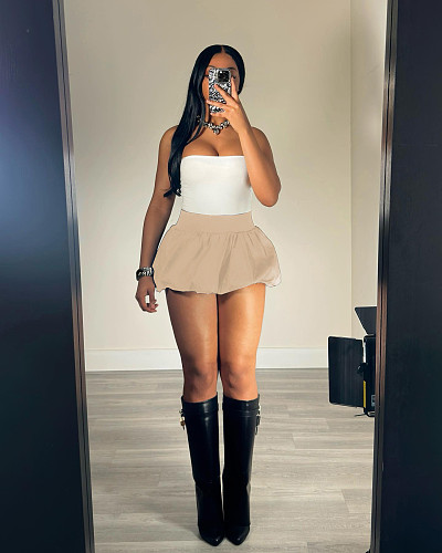 Pleated Elastic Spring Night Club Mini Lantern Skirt Sexy XRB-10100