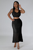 Women's Tassel Fishnet Knitted Casual Two-piece Set OSM-4453