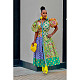 Casual Print Patchwork Turndown Collar Short Sleeve Maxi Dresses GT-9169
