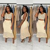 Women's Tassel Fishnet Knitted Casual Two-piece Set OSM-4453