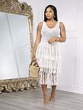 Fashion Knitted Hand Hook Beach Tassel Mesh Smock Long Dress CM-8721