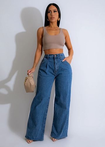 High Waist Wide Leg Jeans 2024 Leisure HSF-2798