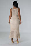 Women's Tassel Fishnet Knitted Casual Two-piece Set OSM-4453