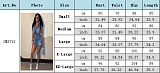 NEW Women Short Sleeves Elastic Waist Drawstring Hip Wrap Stretch Denim Mini Dress CM-8715